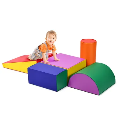 Produktbild von COSTWAY 5 TLG. Schaumstoffbausteine, Riesenbausteine zum Toben und Klettern, Softbausteine aus Schaumstoff, Großbausteine Mehrfarbig, Bauklötze für Babys und Kleinkinder