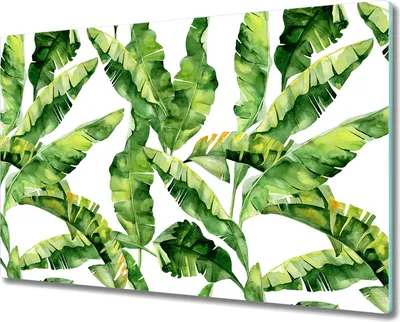 Produktbild von Glas-Herdabdeckplatte Glaskeramikkochfeld-Abdeckung Spritzschutz - 80x52 cm - Grüne Bananenblätter