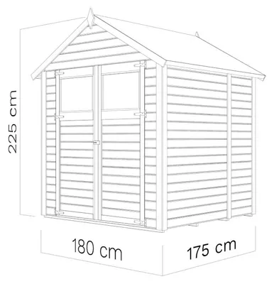 Produktbild von WOODTEX Naturbelassen 180 x 174 cm Gartenhaus Sylta 2, 14 mm Wandstärke Fichtenholz, Satteldach Mit Fußboden, Elementbauweise, Gerätehaus Und Fahrradunterstand