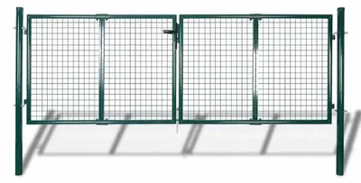 Zdjęcie produktu dla Brama ogrodowa – brama ogrodzeniowa – 300 x 125 cm – rama z tworzywa sztucznego – do ogrodu i podjazdu – zielona