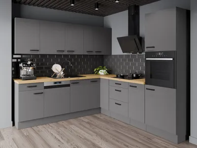 Produktbild von Winkelküche NESSA 250x250 cm Küchenzeile Einbauküche Eckküche Küche Anthrazit
