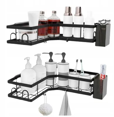 Produktbild von Eckduschablage 2er Set – Ohne Bohren, Selbstklebend, Rostfrei, Badregal für Dusche, Badezimmer Eckregal für Dusche, elbstklebendes Badregal aus Edelst