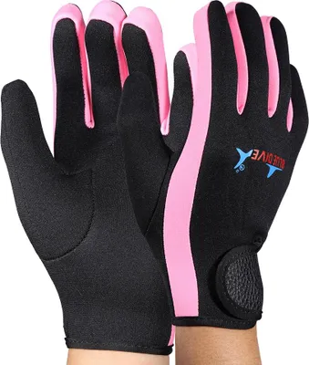 Produktbild von Tauchhandschuhe Neopren 1,5mm, Schnorchel- & Kajakhandschuhe Schwarz/Rosa Größe S