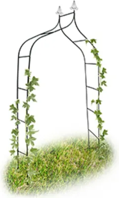 Produktbild von Relaxdays Rosenbogen Metall, wetterfest, romantischer Rankenbogen, Deko-Spitzen, HxBxT 255 x 140 x 38 cm, dunkelgrün