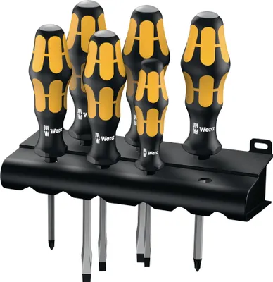 Produktbild von Wera 932/918/6 Schraubendrehersatz Kraftform Schraubmeißel + Rack