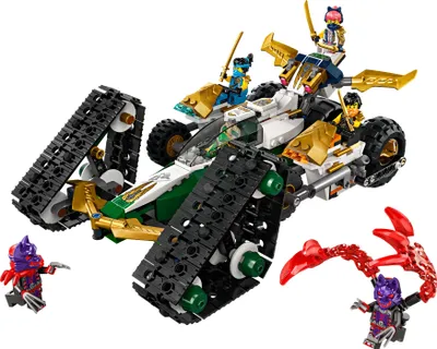 Produktbild von LEGO NINJAGO Kombi-Raupe des Ninja-Teams, 4-in-1-Set mit Gleiter, Rennauto und 2 Motorrädern und 6 Minifiguren, Geschenk für Jungen und Mädchen, Ninja-Spielzeug 71820