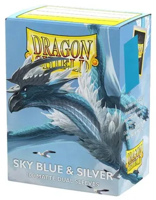 Zdjęcie produktu dla Podwójne koszulki na karty Dragon Shield w kolorze błękitnym i srebrnym z matowym wykończeniem (100 szt.)