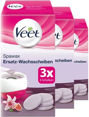 Produktbild von Veet Spawax Warmwachsscheiben Ersatzwachsscheiben für elektrisches Warmwachs-Set 3 x 6 Stück