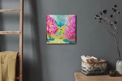 Produktbild von Coloray Hodiny Unikátní 30x30 cm  Tiché hodiny Pro obývací pokoj a kuchyň Nástěnné hodiny Plátno Bílé ručičky hodin - Stromový kopec