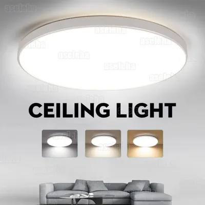 Produktbild von LED Deckenlampe Rund Deckenleuchte Panel Dimmbar mit Lichtsensor und Aluminium Rahmen für Schlafzimmer Bad Wohnzimmer Flur Küche Innenbereich IP54 Modern