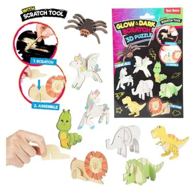 Produktbild von Toi Toys 3D krasfolie puzzel Dier leuchten