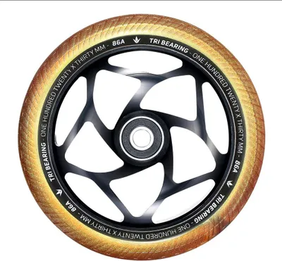 Image de Roues Trottinette - Tri Bearing - 120 mm x 30 mm - Noir/Or - Blunt Scooters