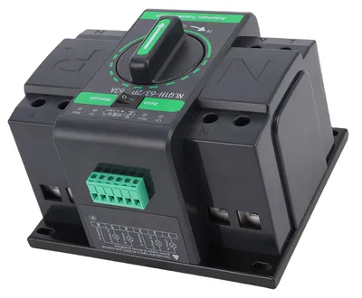 Zdjęcie produktu dla 63 A, 2-biegunowy, podwójny przełącznik zasilania, automatyczny przełącznik ręczny generatora, wyłącznik miniaturowy klasy CB