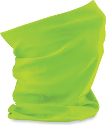 A close-up of a lime green tubular scarf.