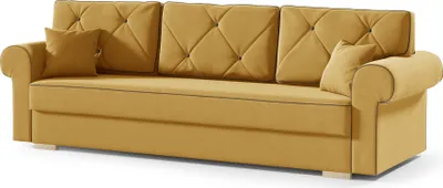 Produktbild von Komfortables 3-Sitzer Schlafsofa GLAMOUR mit Bettzeugablage und mit automatischer Klappvorrichtung, Stoff: Kronos 01, Besätze und knöpfe: Schwarz