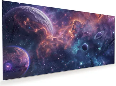 Produktbild von Glasbild 80x40cm in XXL für Wohnzimmer, Schlafzimmer Motiv Kosmisches Universum