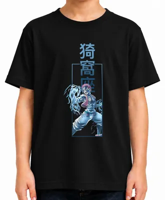 Produktbild von Akaza Dämonenkrieger Anime Kampfkunst Blaue Streifen Japan Y2K Kinder T-Shirt, Schwarz, 116