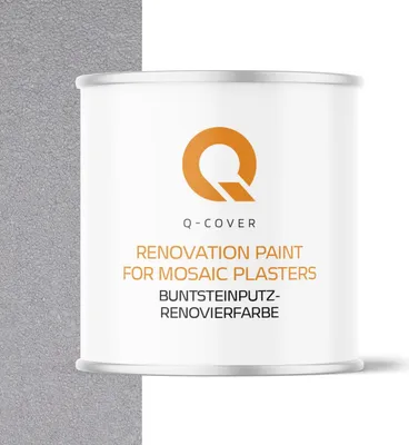 Produktbild von Q-COVER BUNTSTEINPUTZ-RENOVIERFARBE Lichtgrau RAL 7035 2,5L – UV- & Witterungsschutz, wasserabweisend, für Innen & Außen