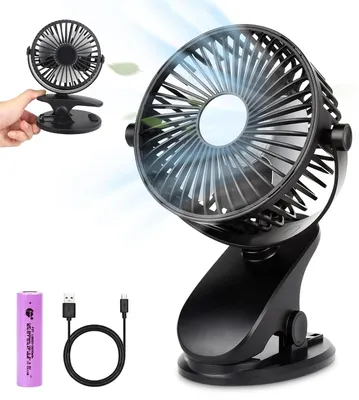 Produktbild von Mini Ventilator, USB Ventilator, Tischventilator, Lüfter, Clip Ventilator, Tisch Lüfter, leise, 3 Geschwindigkeiten, 360° einstellbar, mit Akku