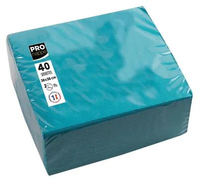 Productafbeelding van PROnappe SV623828I PROnappe servetten, turquoise, 2-laags, 19,0 x 19,0 cm, 40 stuks.