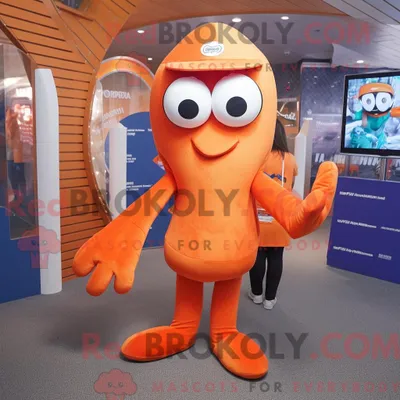 Produktbild von Maskottchenkostüm REDBROKOLY Orange Squid mit Henley-Shirt und Fußpolstern