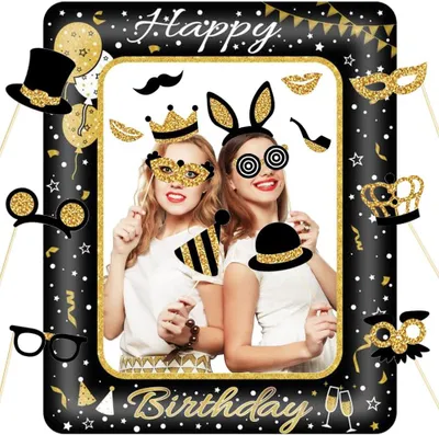 Productafbeelding van Opblaasbaar Verjaardagsfoto Frame, 16 Foto Accessoires, voor Verjaardagsfeest