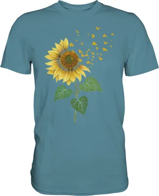 Produktbild von Vögel Sonnenblumen T-Shirt Garten Vogel Motiv Gärtner Geschenk – Stone Blue / M