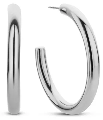 Produktbild von CO88 Collection 8CE-70441 – Halbe Ohrringe aus Stahl – Damen – Glatt – 45 mm Durchmesser – 4,5 mm Wandstärke – Pouchette – Silberfarben