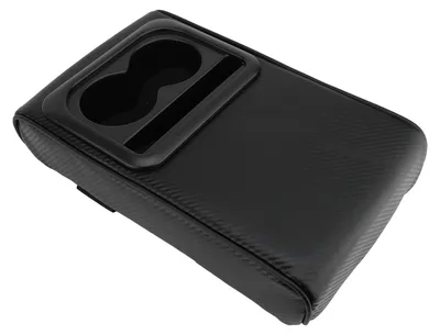 Image de Coussin d'accoudoir de console centrale pour voiture, en similicuir avec porte-gobelet – Coussin d'accoudoir universel pour voitures, SUV et camions – Modèle GT-3 style fibre de carbone