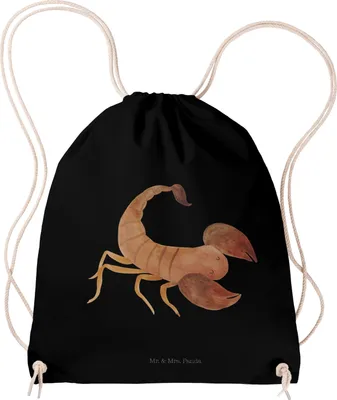 Produktbild von Mr. & Mrs. Panda Jutebeutel Sternzeichen Skorpion - Schwarz - Geschenk, Skorpione, Baumwolltasche, Turnbeutel, Beutel, Geburtstag Oktober, zugbeutel, November
