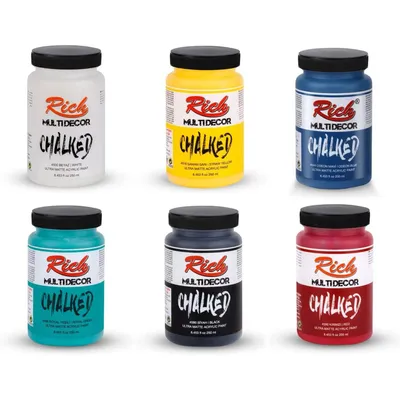 Obrázek produktu pro Bohatá křídová barva Vintage Chalk Paint Křídová barva pro vnitřní i venkovní použití ( 6 barev x 250 cm3 ) Sada 1