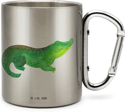Produktbild von Mr. & Mrs. Panda thermotasse Krokodil - Transparent - Geschenk, Teetasse, Meer, Beste Freundin, Edelstahl-Isolierbecher, Isolierbecher Edelstahl, Abenteuerlust, Krokodile