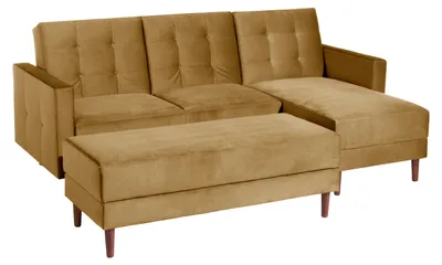Produktbild von Max Winzer Funktionssofa mit Hocker Easy Relax - Samtvelours mais - Maße: 222 x 144 x 92 cm