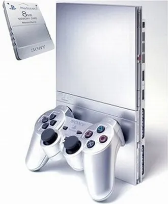 Produktbild von Sony PlayStation 2 Slim 9608585 Spielkonsole mit Gamepad - Silber - DVD-Laufwerk - 294,90 MHz Prozessor - Graphics Synthesizer 147,40 MHz GPU - Fast Ethernet - USB