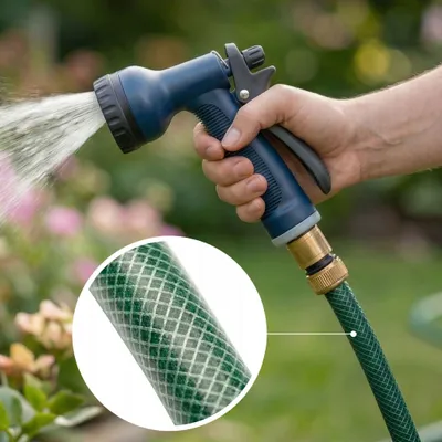 Immagine prodotto di Tubo Da Giardino, Set Con Pistola E Raccordi Green Line, 1/2", In Gomma, 3 Strati, 20 Metri