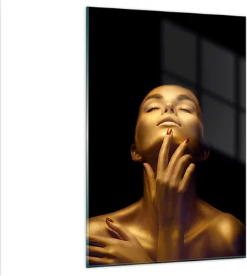 Produktbild von Bilder auf glas - Einteilig - Gold Frau Stück - 80x120cm - Glasbilder - Wandbilder - Bilder - zum Aufhängen bereit - Wanddekoration aus Glas - Glas Bilder - Wandbild auf Glas - GPA80x120-4573