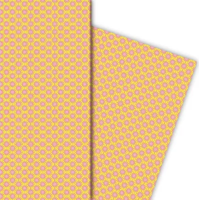 Produktbild von Frisches Geschenkpapier mit Sternen, gelb rosa - G4798, 32 x 48cm