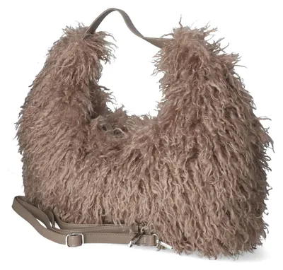 Zdjęcie produktu dla Torba damska "Fräulein Frida" typu "hobobag" w kolorze taupe, wykonana z tkaniny. Rozmiar: uniwersalny
