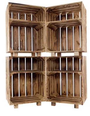 Produktbild von 2x GEFLAMMTER NACHTTISCH Holz auf Füßen / NEU / 30,5x40x54 cm / 2 Fächer mit viel Platz