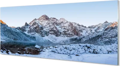 Produktbild von Glasbilder 125x50 Wandkunst Berg Wintersee