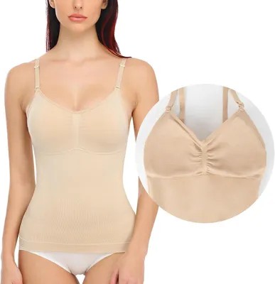 Immagine prodotto di Canottiera modellante da donna con reggiseno integrato e spalline sottili regolabili, senza cuciture