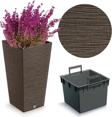 Image de Pot de fleurs Pot de jardin 24 cm pour terrasse pour la maison Jardin Eco Bois Haut