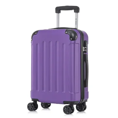 Produktbild von Koffer Trolley Reisekoffer Suitcase, Rollkoffer Handgepäck ,mit 4 Rollen360°, Hartschalenreisekoffer, Zahlenschloss, Weicher Gummigriff(L,Lila)