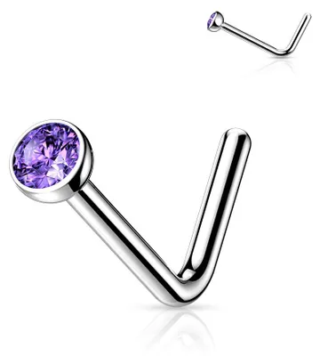Produktbild von Nasenstecker Titan: Nasenpiercing Kristall Stecker gebogen Purple