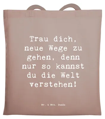 Produktbild von Mr. & Mrs. Panda canvas tasche Spruch Unbekannte Orte erkunden - Braun Pastell - Geschenk, neue Pfade, Schultasche, Welten, Mut, Jutebeutel, Zuversicht, Trost, Vertrauem