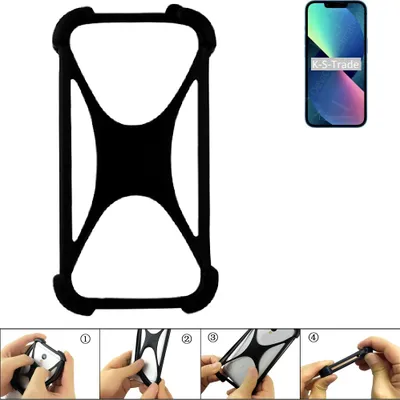 Produktbild von K-S-Trade Handy-Hülle Schutz-Hülle kompatibel mit Apple iPhone 13 mini Silikon Bumper TPU Softcase  Smartphone Stoßschutz, schwarz