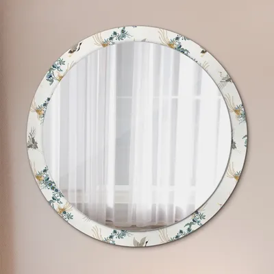 Produktbild von Ø100cm Spiegel - Glasrahmen mit Aufdruck - Wandspiegel Schlafzimmer - Chinoserie