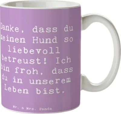 Produktbild von Mr. & Mrs. Panda Kaffeetasse Spruch Danke Hundesitter - Lavendeltraum - Geschenk, Kaffeebecher, sagen, Becher, Dankbarkeit, Tasse, Aufmerksamkeit, Hundebetreuung