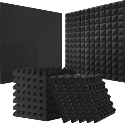Produktbild von VEVOR Akustikschaumstoff Akustikpaneele, 36er-Set, 300x300x50mm, Pyramidenförmige schalldichte Wandpaneele, Akustikplatten, Akustikschaumstoff-Matten für Studiowände und -decken, Schwarz