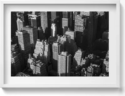 Produktbild von Schwarz-weiße Architektur der Stadt– Wandbild mit Rahmen – Gerahmtes Bild – Wanddekoration – 70x50 cm – Weiß Rahmen
